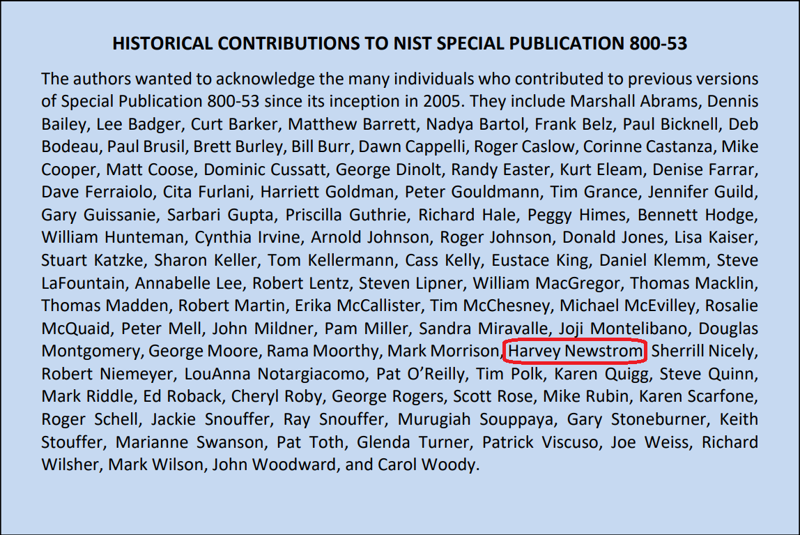Picture of Harvey Newstrom's name in acknowledgements