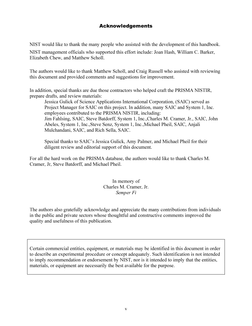 Picture of SAIC team’s acknowledgements