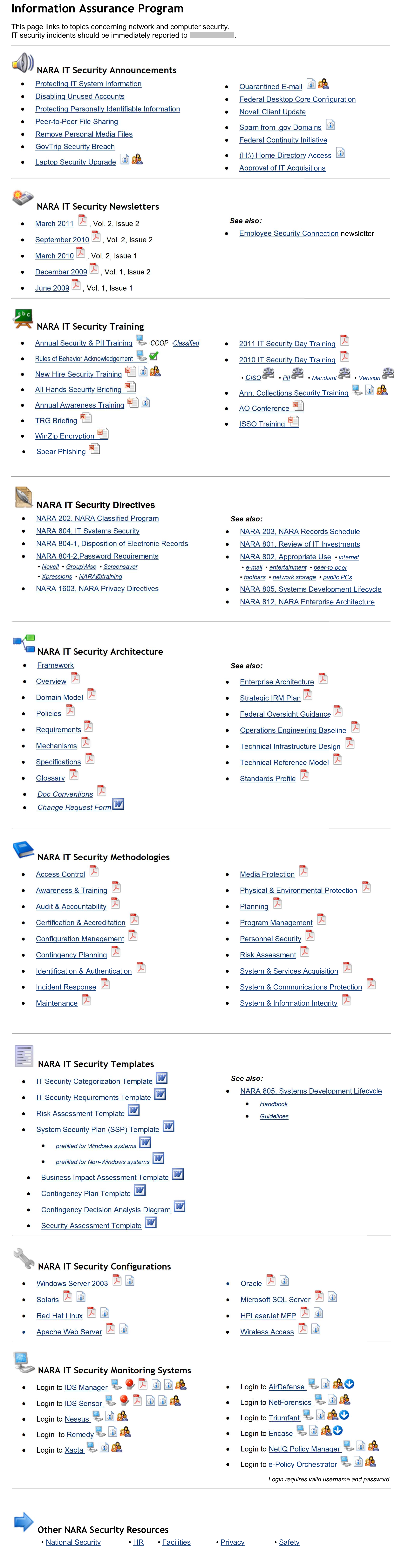 Picture of NARA webpage